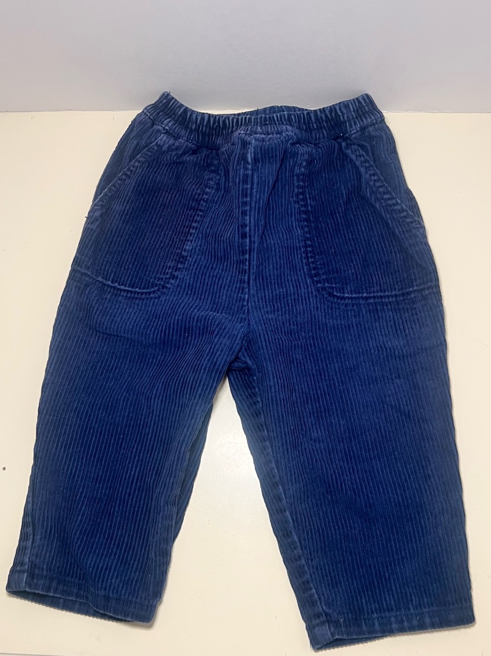 Vintage 90s Y2K Corduroy Jeans Baby Toddler Navy Blue Velvety Elastic Waist